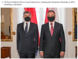 Prezydent przyjął listy uwierzytelniające od ambasadorów Sri Lanki, Etiopii, Monako i Turkmenistanu