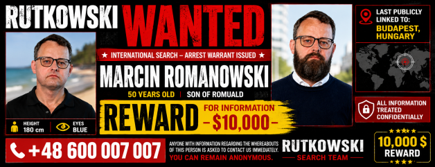Nagrada od 10.000 $ za informacije koje vode do lociranja traženog Marcina Romanowskog